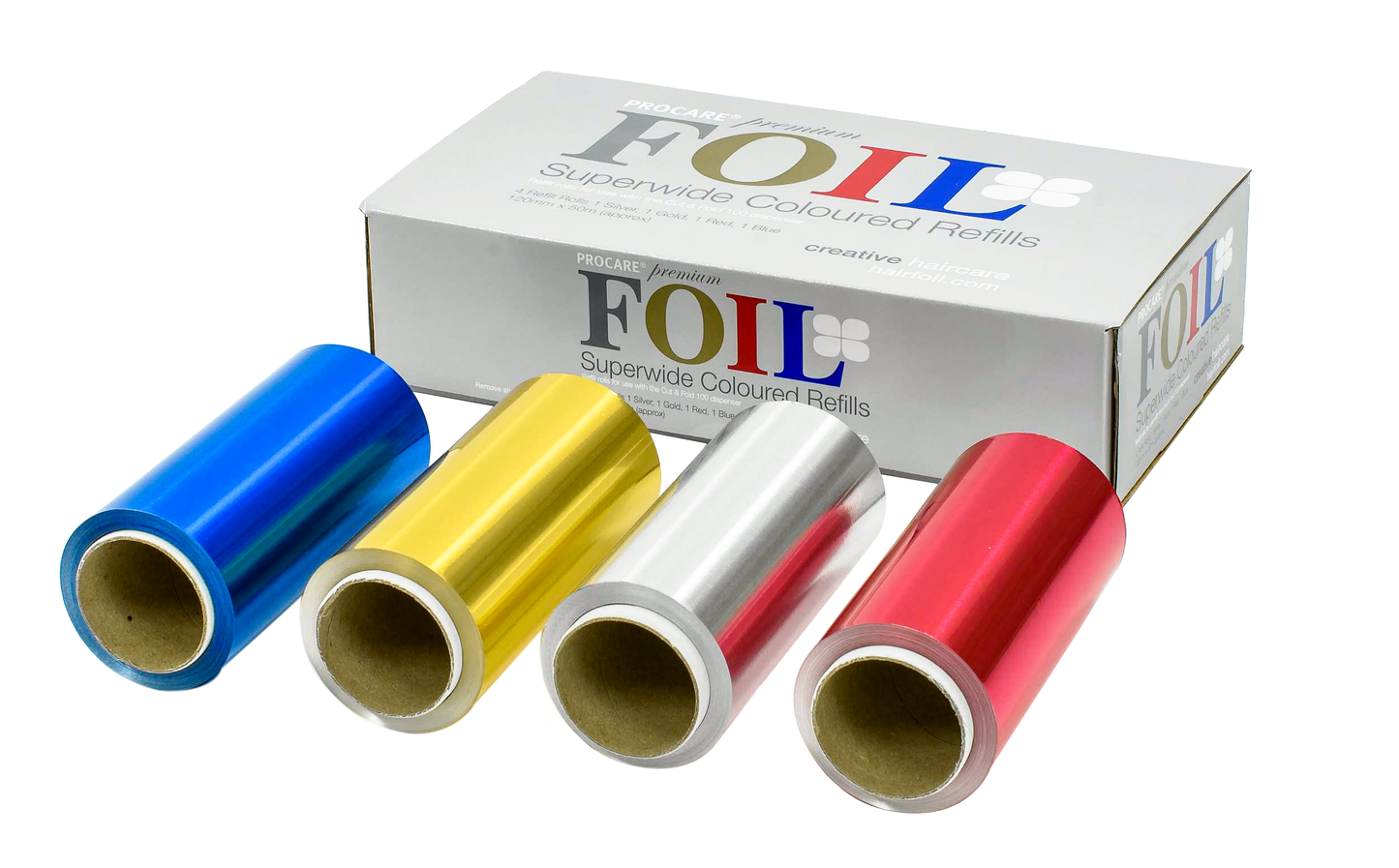 Procare Premium Superwide Hair Foil Mixed Colour 120mm x 50m 4 Pack