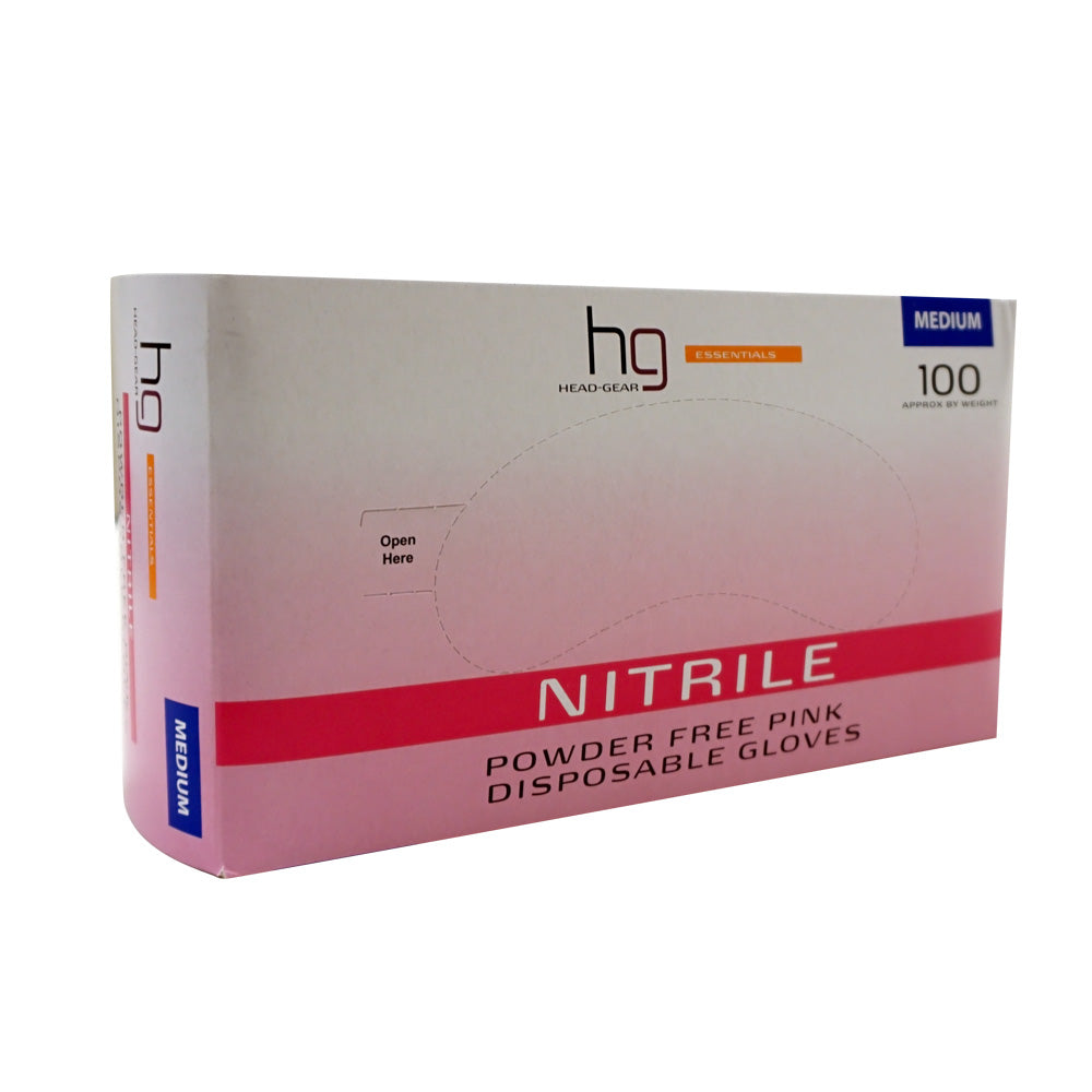 Headgear Pink Nitrile Gloves Medium 100 Pack