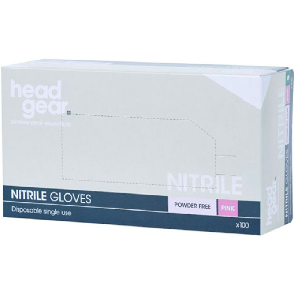 Headgear Pink Nitrile Gloves Medium 100 Pack
