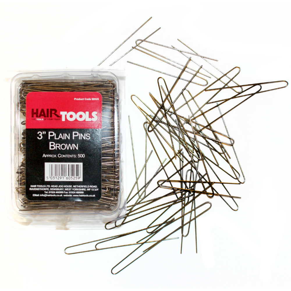 Hair Tools Plain Pins Brown 3 Inch 500 Pack