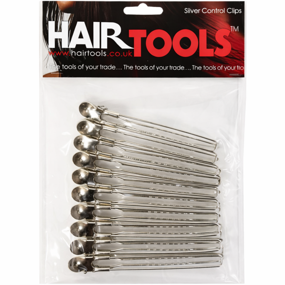 Hair Tools Control Clips Silver 12 Pack