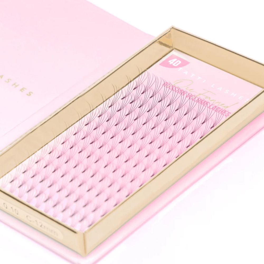 Tatti Lashes 12mm D Curl Pre-Fanned Russian Volume 4D Individual Lashes Black