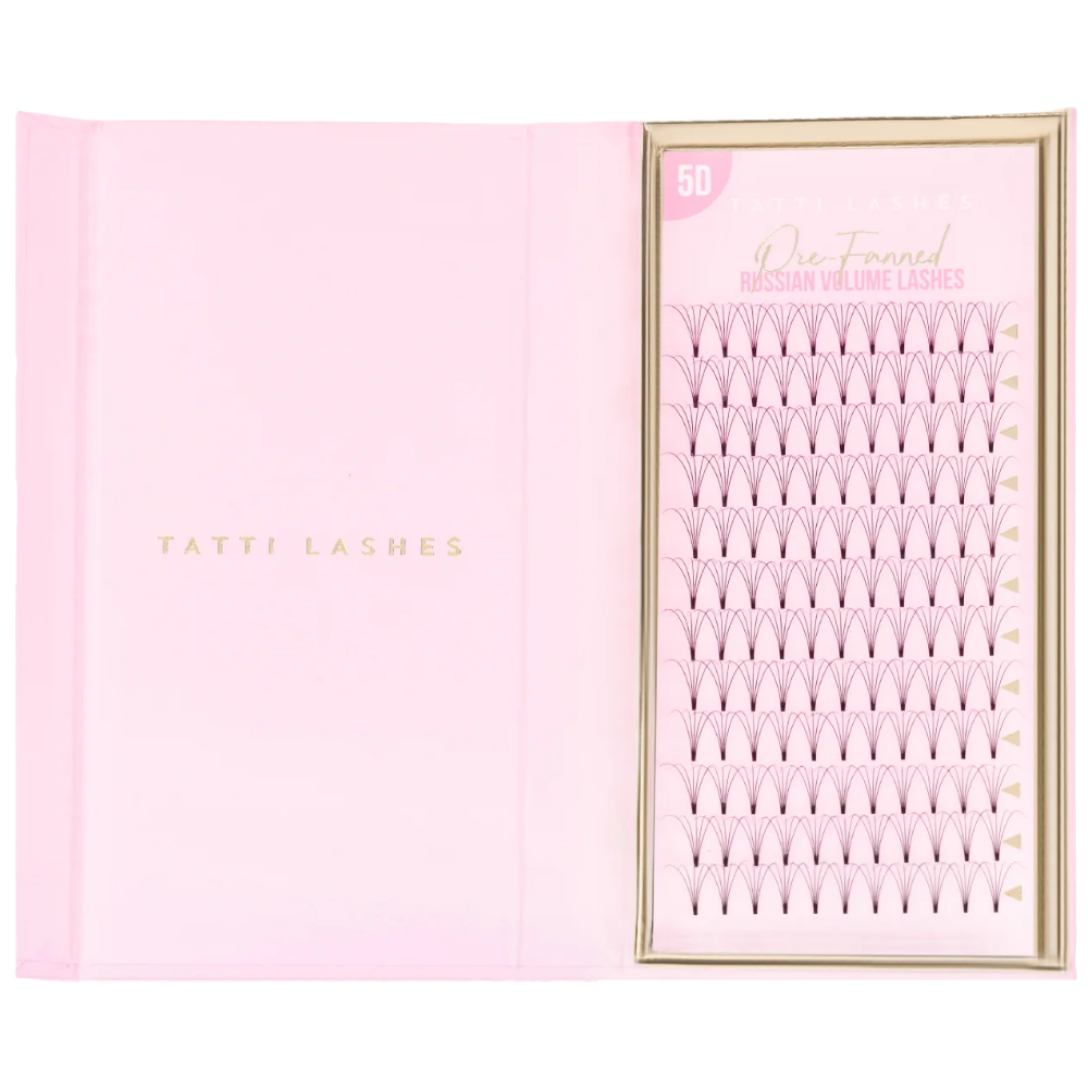 Tatti Lashes 15mm D Curl Pre-Fanned Russian Volume 5D Individual Lashes Black