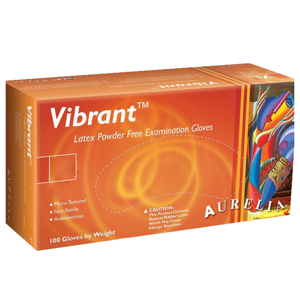 Aurelia Vibrant Latex Powder Free Gloves Medium x 100