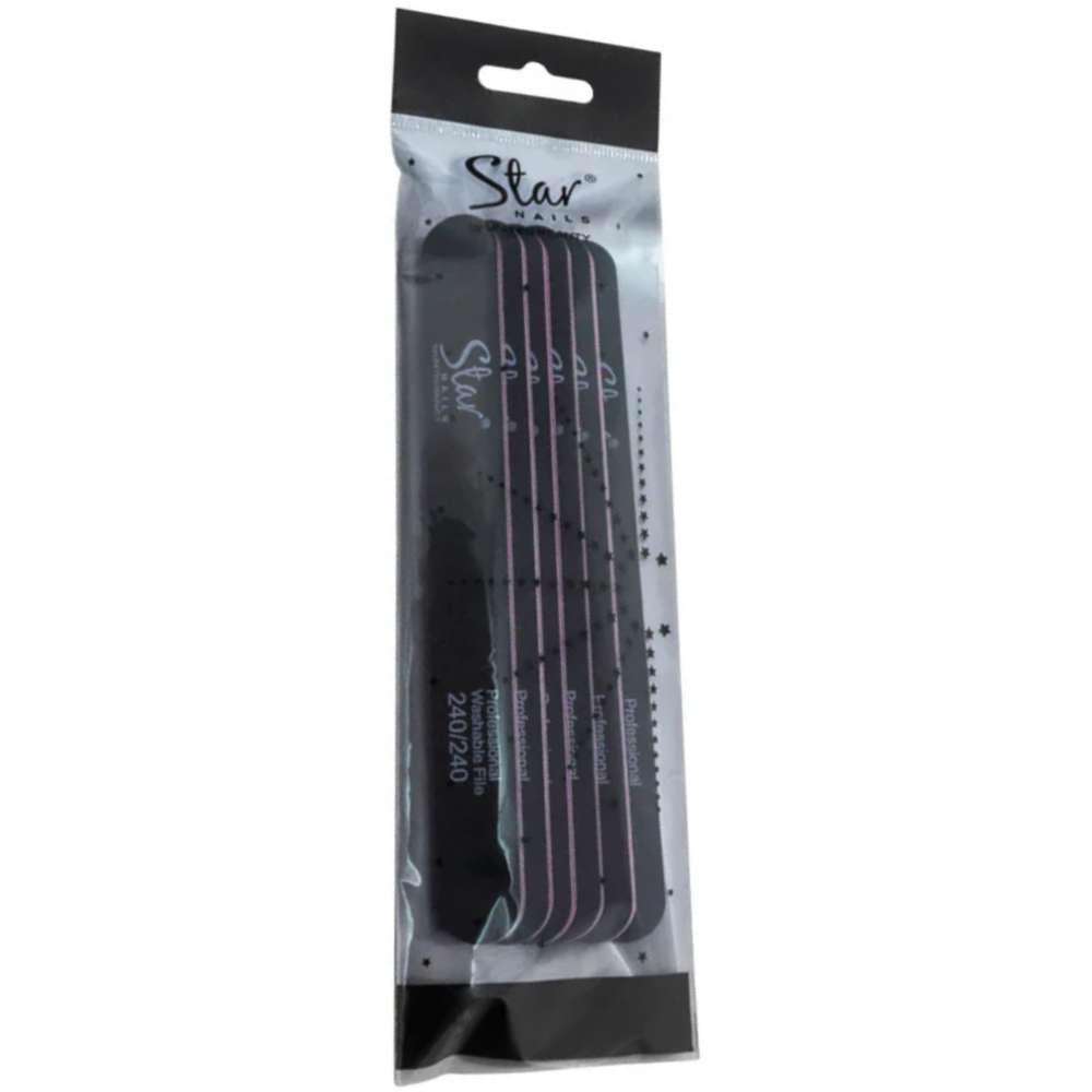 Star Nails Foam Nail Files Black 240/240 6 Pack