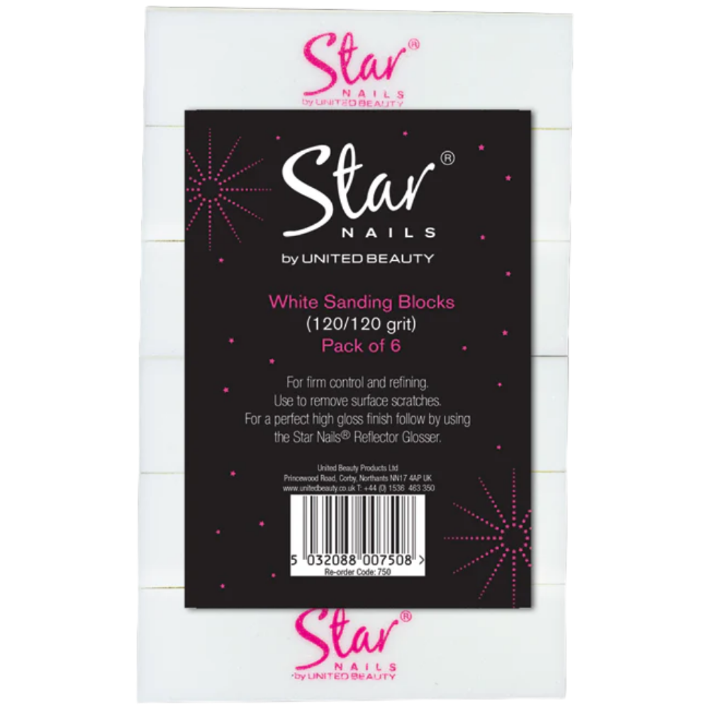 Star Nails Sanding Block 120/120 White 6 Pack