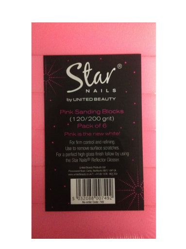 Star Nails Sanding Block 120/120 White 6 Pack