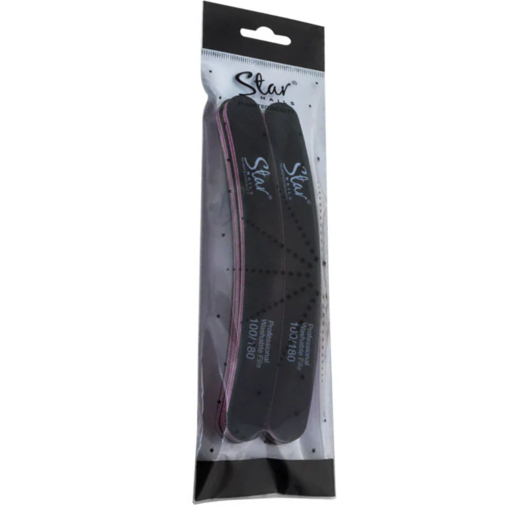 Star Nails Boomerang Nail Files Black 180/180 6 Pack