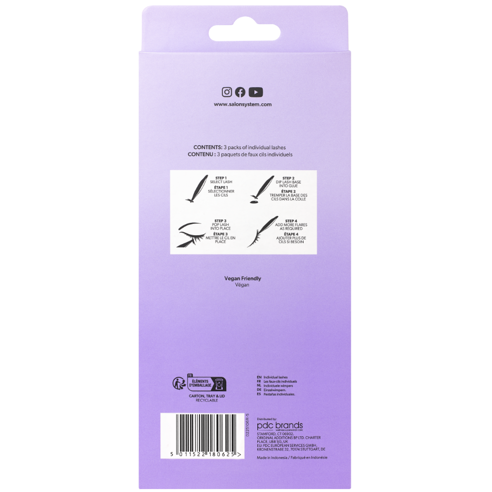 Salon System Naturalash Individual Lashes Black Short 3 Pack
