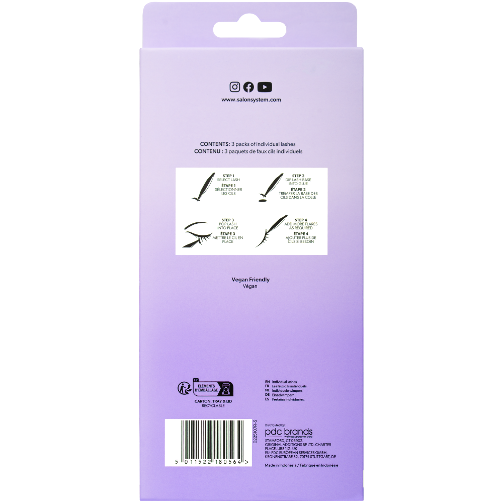 Salon System Naturalash Individual Lashes Black Medium 3 Pack