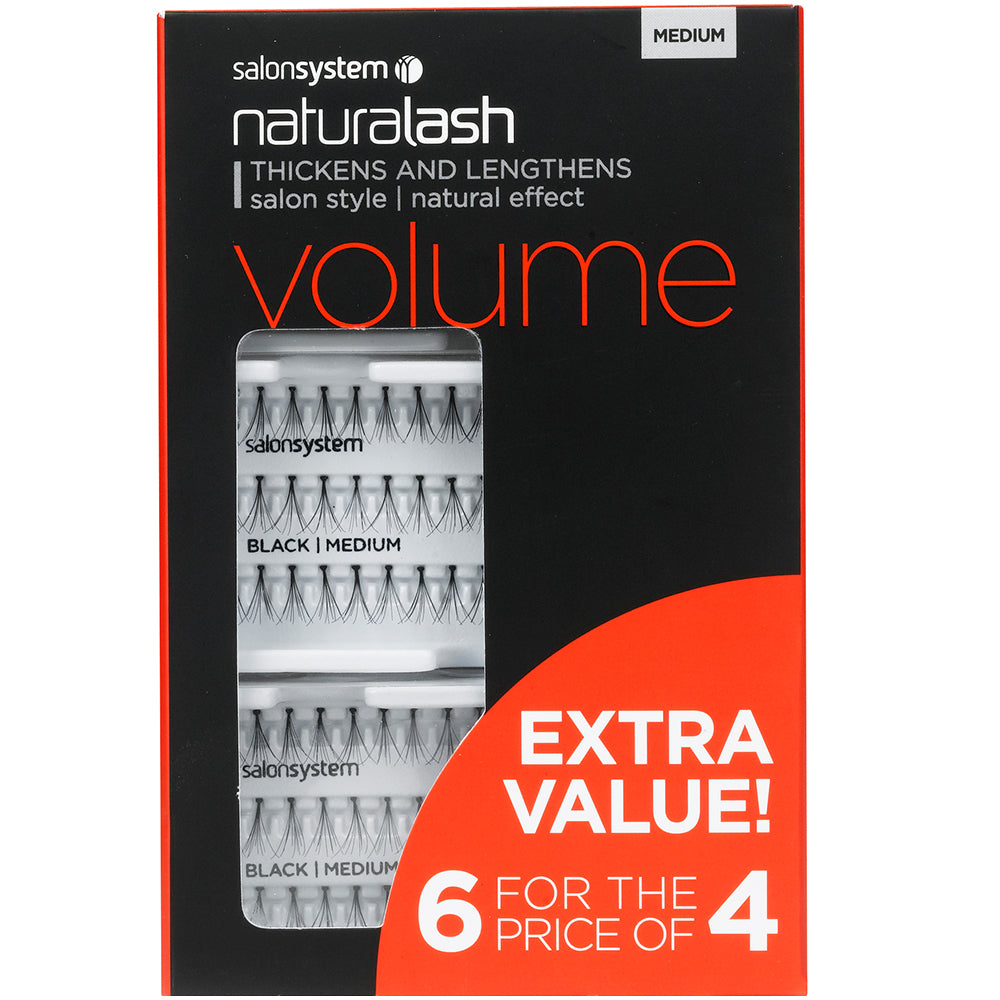 Salon System Naturalash Individual Lashes Black Medium 6 Pack