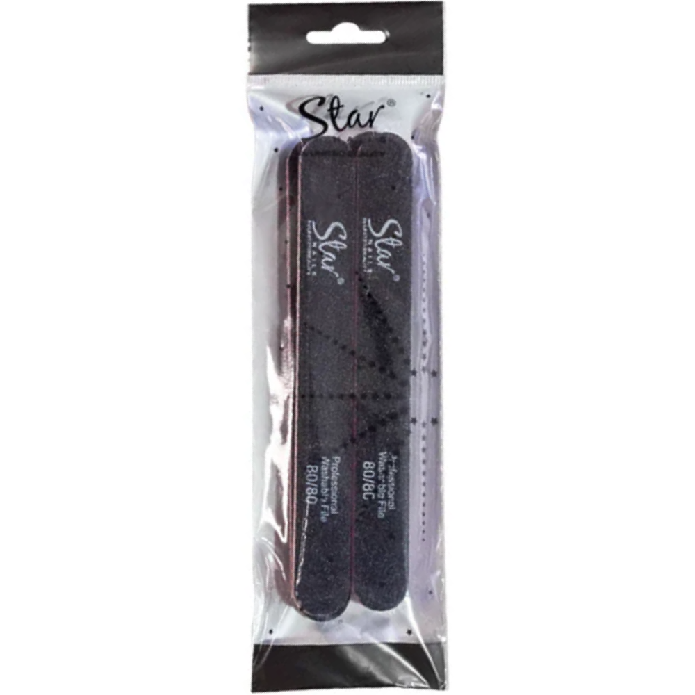 Star Nails Foam Nail Files Black 80/80 12 Pack