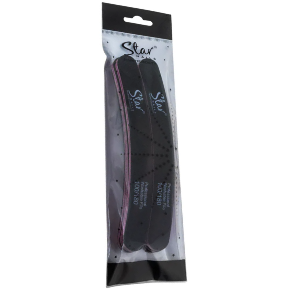 Star Nails Boomerang Nail Files Black 100/180 12 Pack