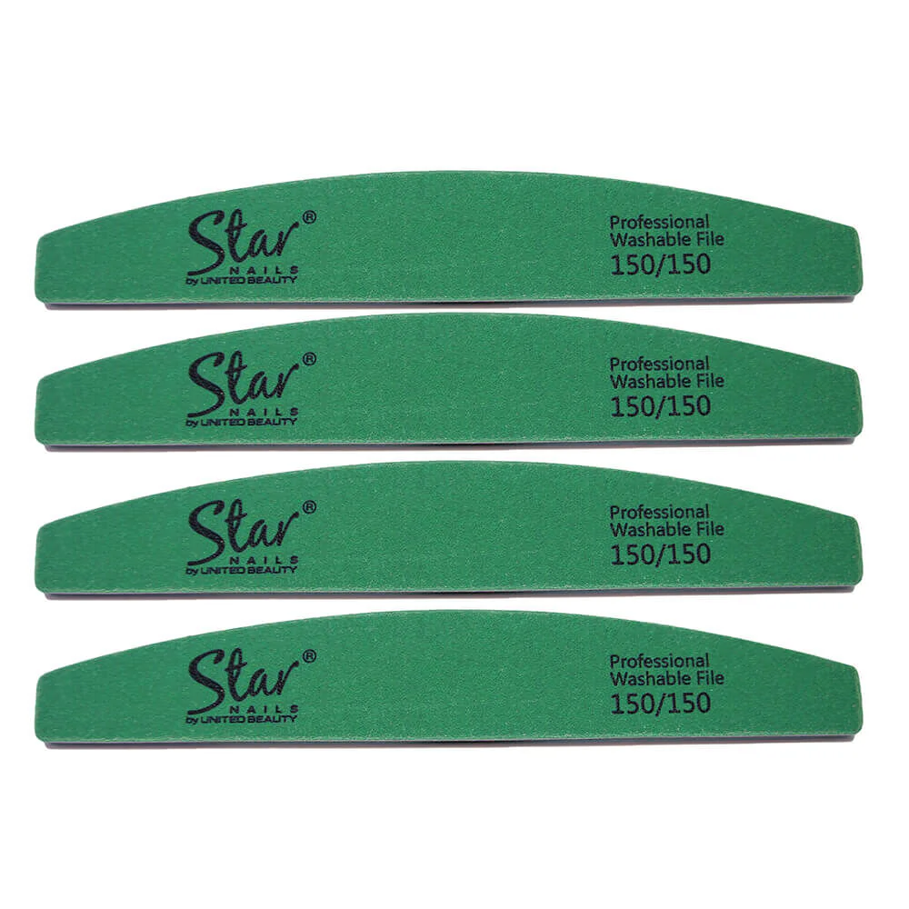 Star Nails Premium Half Moon Nail Files Green 150/150 Grit 4 Pack