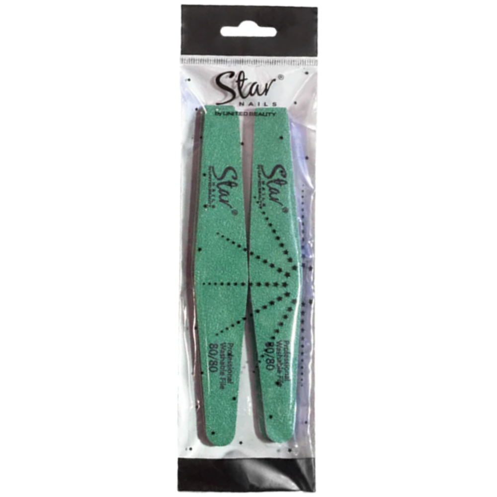 Star Nails Premium Diamond Washable Nail Files Green 80/80 Grit 4 Pack