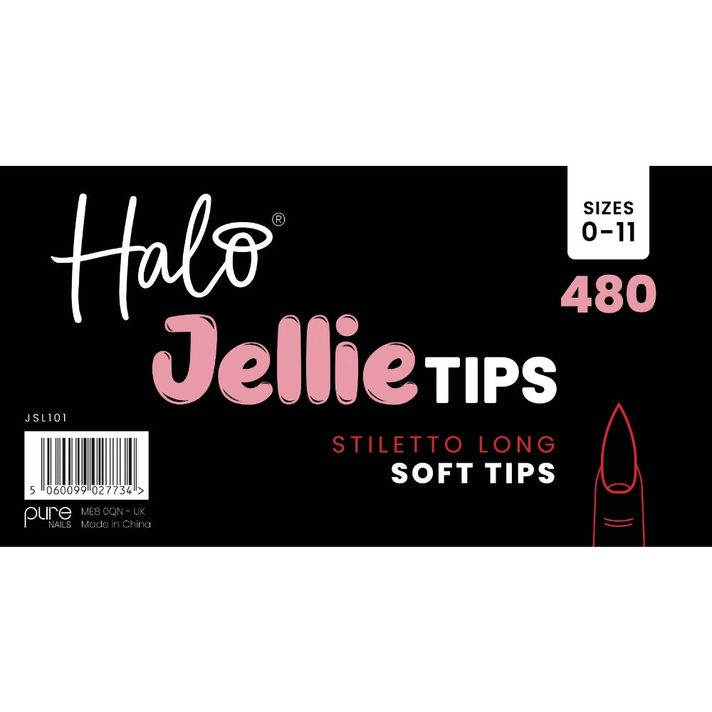 Halo Jellie Tip Stiletto Long Sizes 0-11 480 Pack