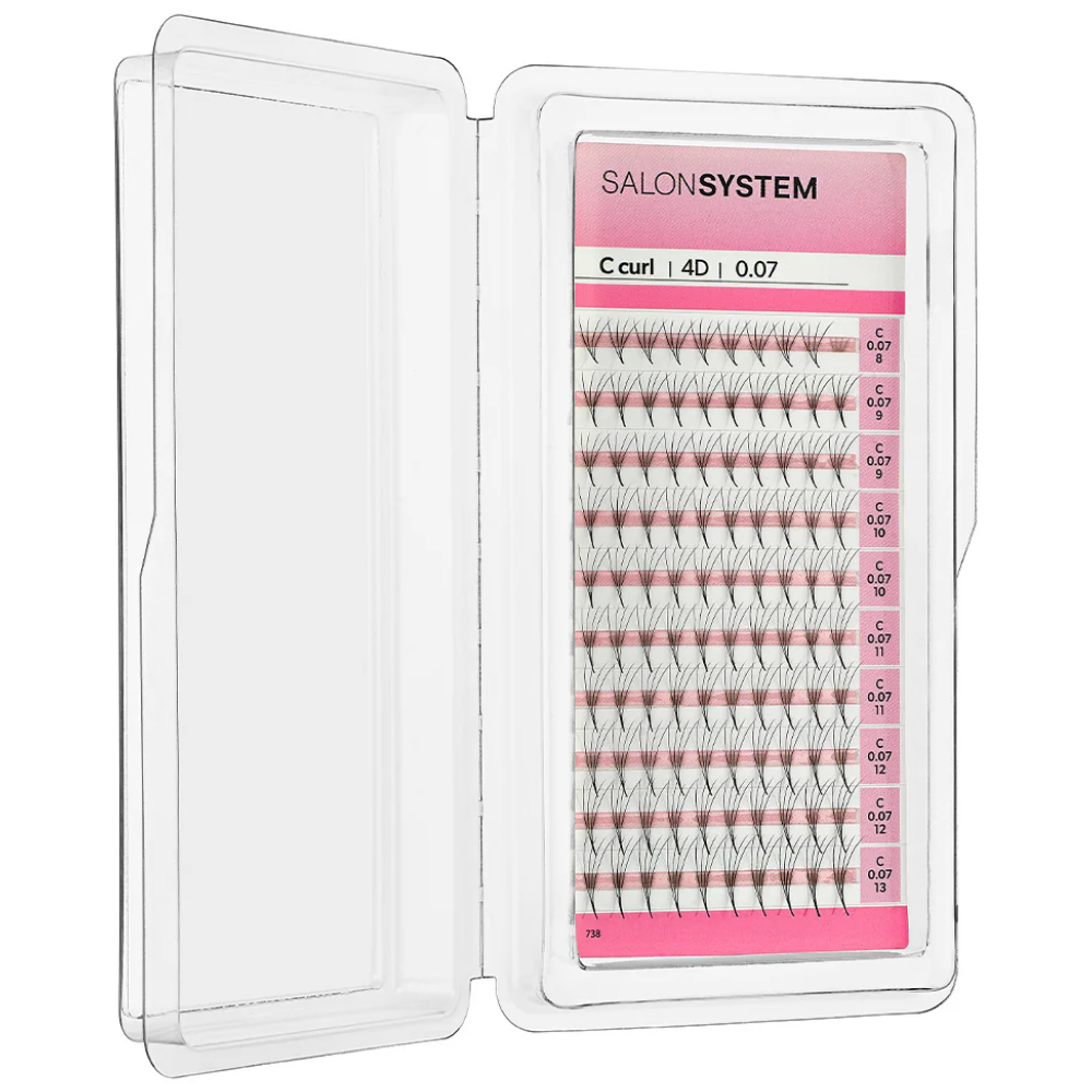 Salon System Pro Fan C-Curl 4D Lash Extensions Black 8-13mm