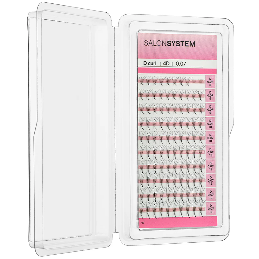 Salon System Pro Fan D-Curl 4D Lash Extensions Black 8-13mm