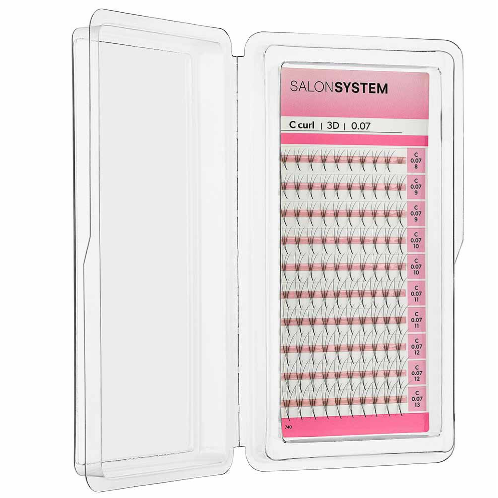Salon System Pro Fan C-Curl 3D Lash Extensions Black 8-13mm