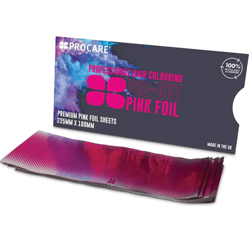 Procare Premium Hair Foil Strips Pink 225mm x 100mm 100 Pack
