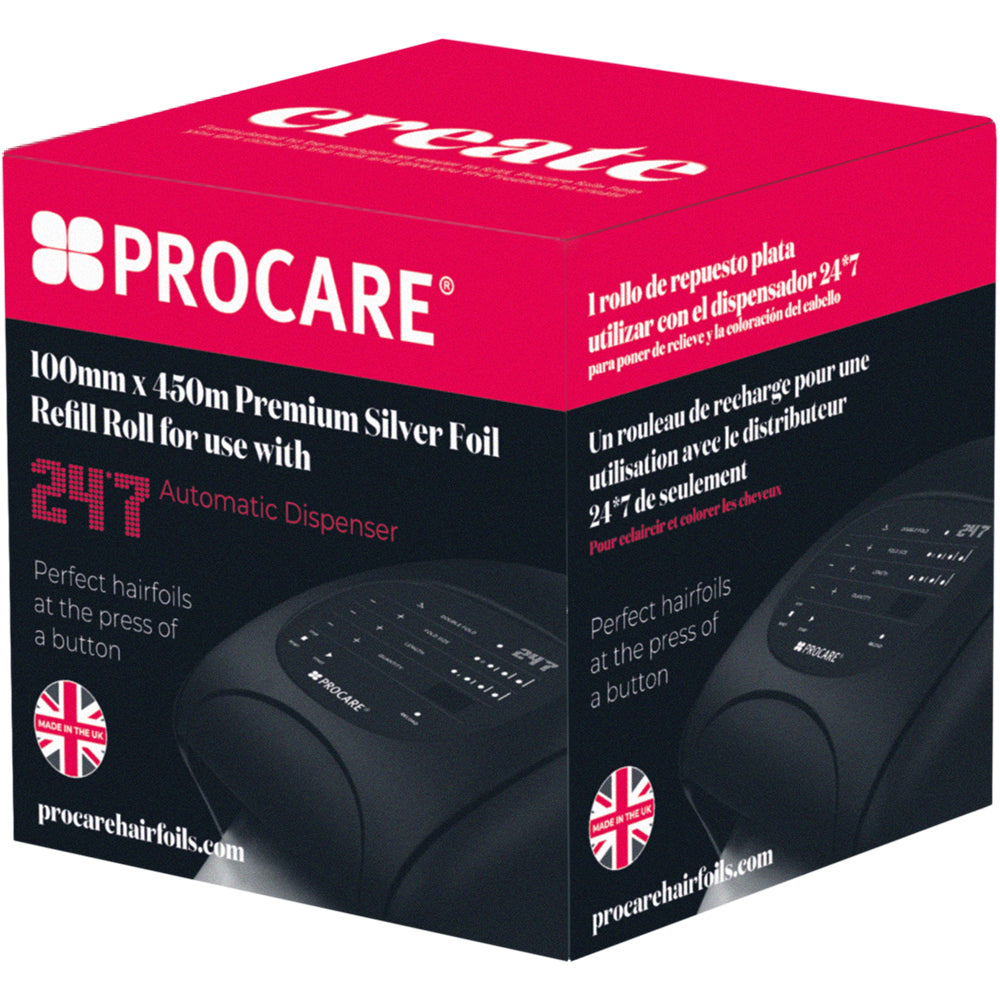 Procare Premium 24/7 Hair Foil Refill Roll Silver 100mm x 450m