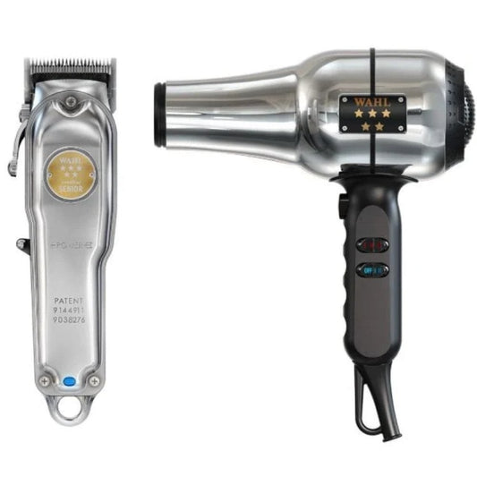 Wahl Professional Senior Metal Edition Cordless Clipper & Barbers Hair Dryer Pack