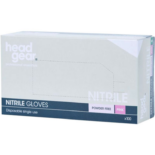 Headgear Pink Nitrile Gloves Medium 100 Pack