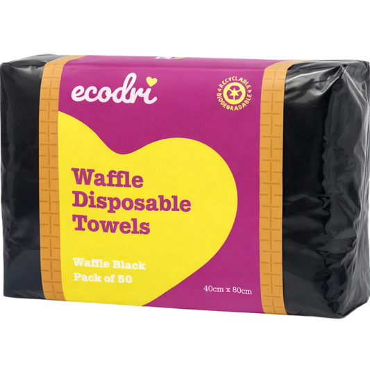 EcoDri Waffle Disposable Towels Black 50 Pack