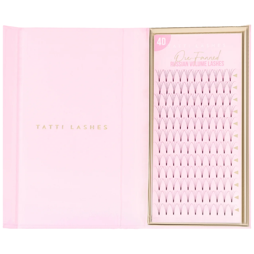 Tatti Lashes 9mm D Curl Pre-Fanned Russian Volume 4D Individual Lashes Black