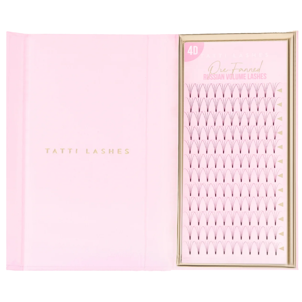 Tatti Lashes 12mm D Curl Pre-Fanned Russian Volume 4D Individual Lashes Black