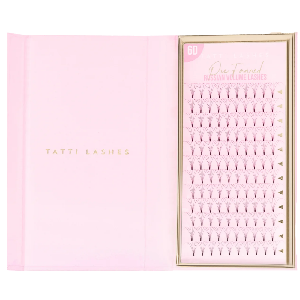 Tatti Lashes 14mm C Curl Pre-Fanned Russian Volume 6D Individual Lashes Black