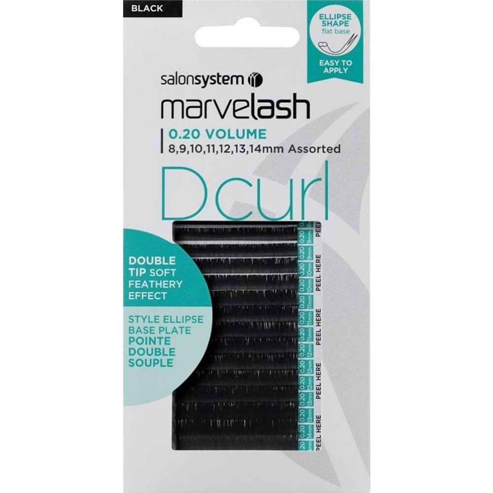 Salon System Marvelash D Curl 0.20 Ellipse Double Tip Lashes Assorted Black