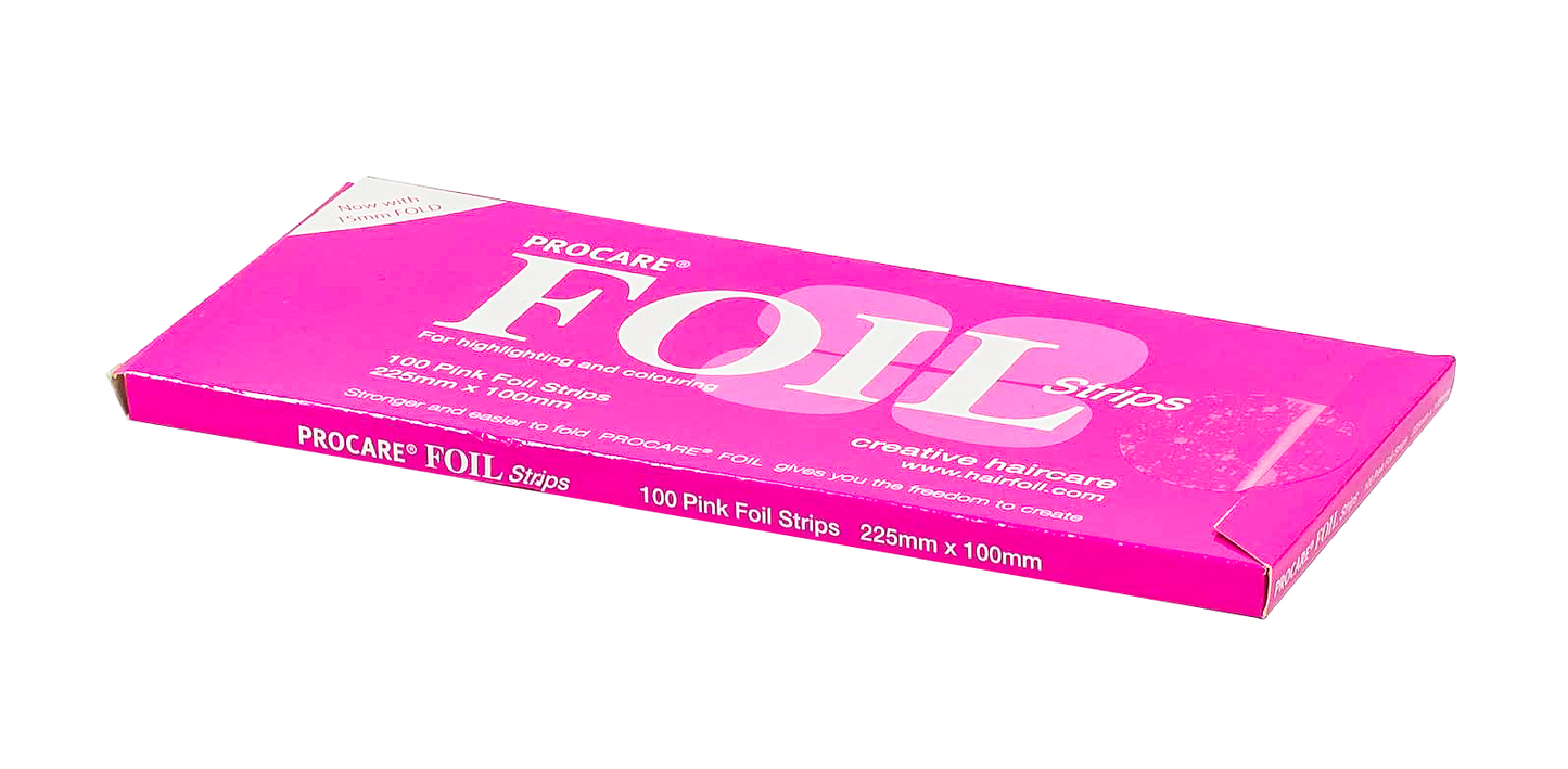Procare Premium Hair Foil Strips Pink 225mm x 100mm 100 Pack