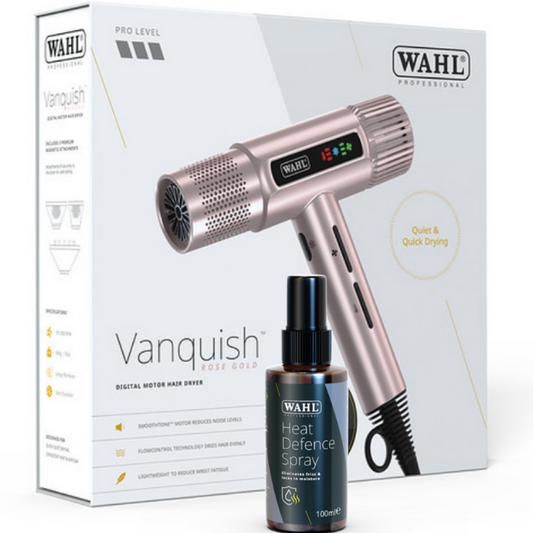 Wahl Professional Vanquish Hair Dryer Rose Gold With Heat Protection Spray