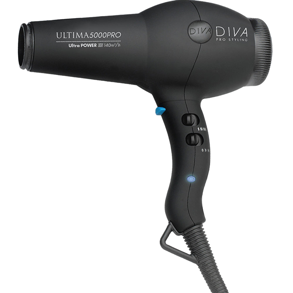Diva Ultima 5000 Pro Hair Dryer Black Rubberised