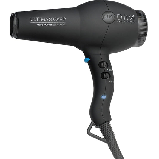 Diva Ultima 5000 Pro Hair Dryer Black Rubberised