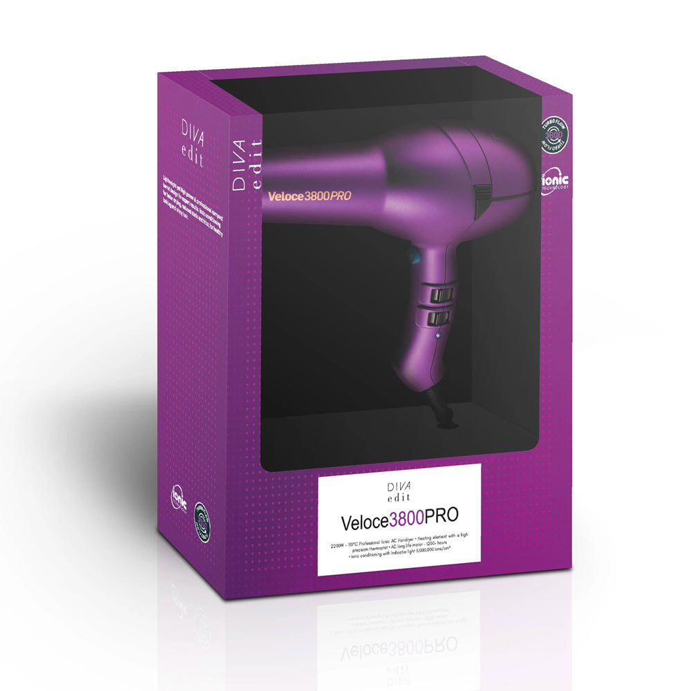 Diva Veloce 3800 Pro Hair Dryer Purple