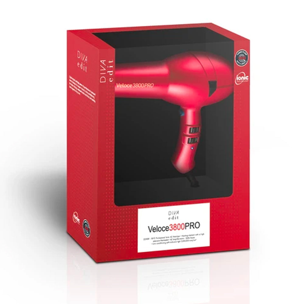 Diva Veloce 3800 Pro Hair Dryer Red