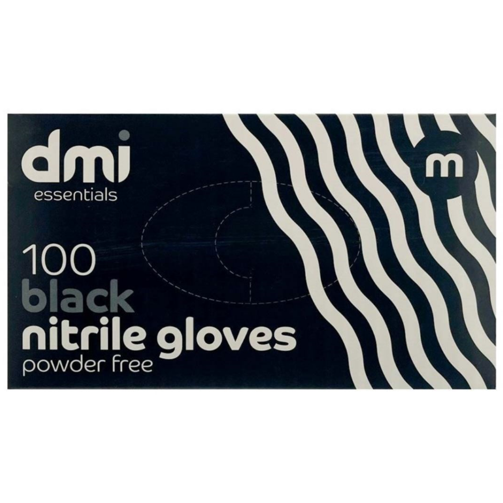 DMI Black Powder Free Nitrile Gloves Medium x 100