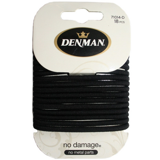 Denman Elastic Bands Black 4mm 18 Pack