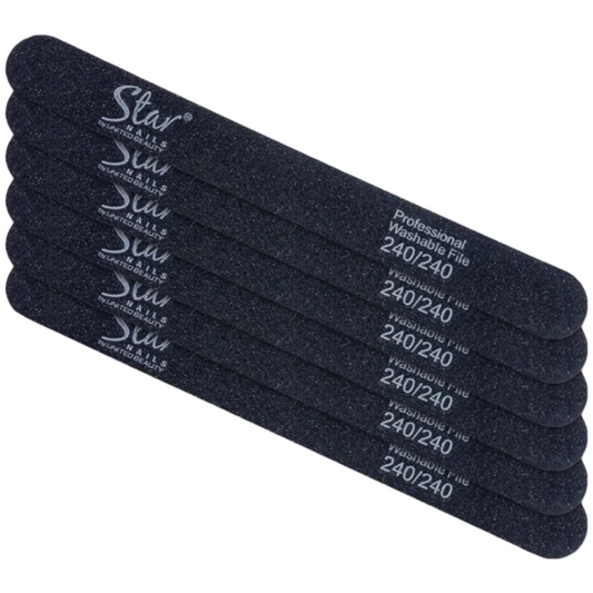 Star Nails Foam Nail Files Black 240/240 6 Pack