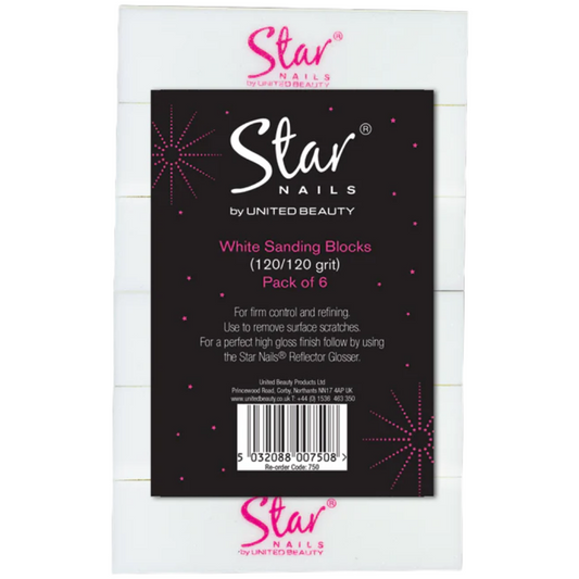 Star Nails Sanding Block 120/120 White 6 Pack