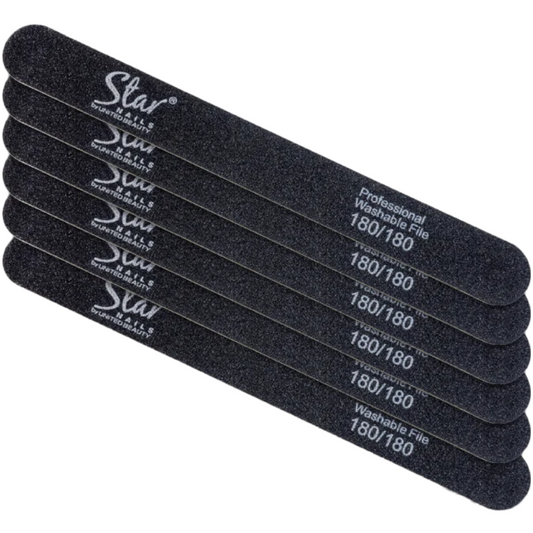 Star Nails Narrow Wood Nail Files Black 6 Pack