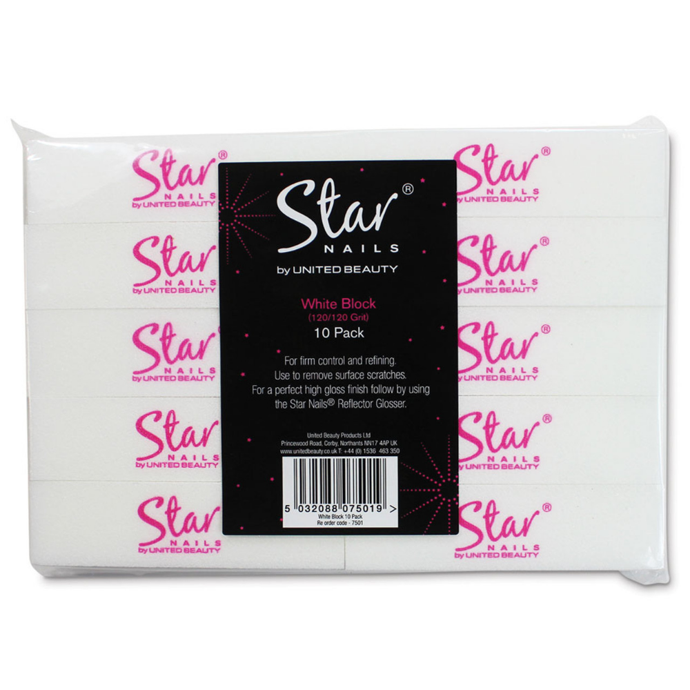 Star Nails Sanding Block 120/120 White 10 Pack