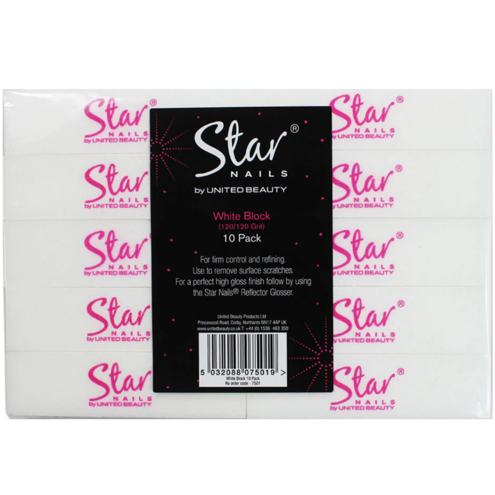 Star Nails Sanding Block 120/120 White 10 Pack