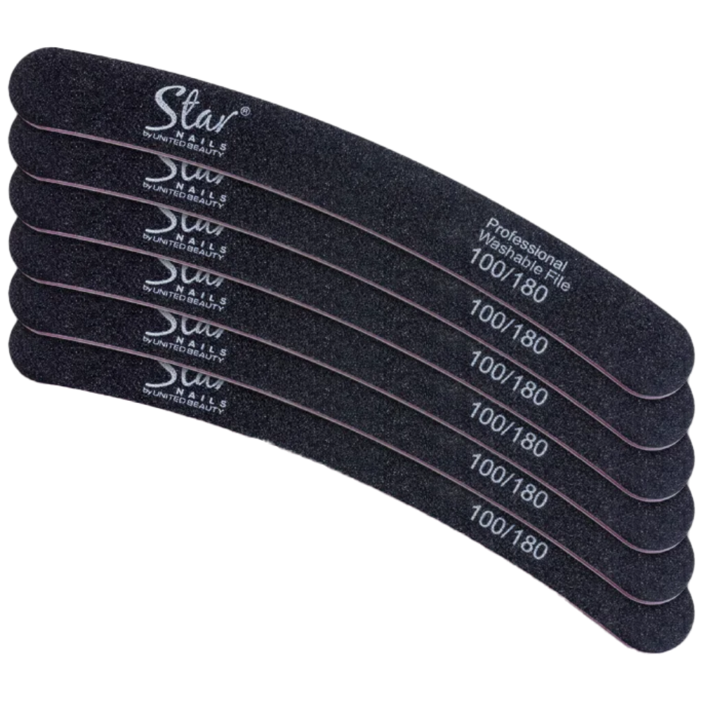 Star Nails Boomerang Nail Files Black 180/180 6 Pack
