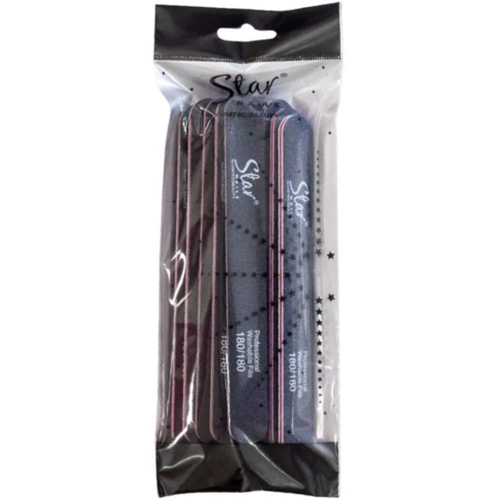 Star Nails Foam Nail Files Black 180/180 6 Pack
