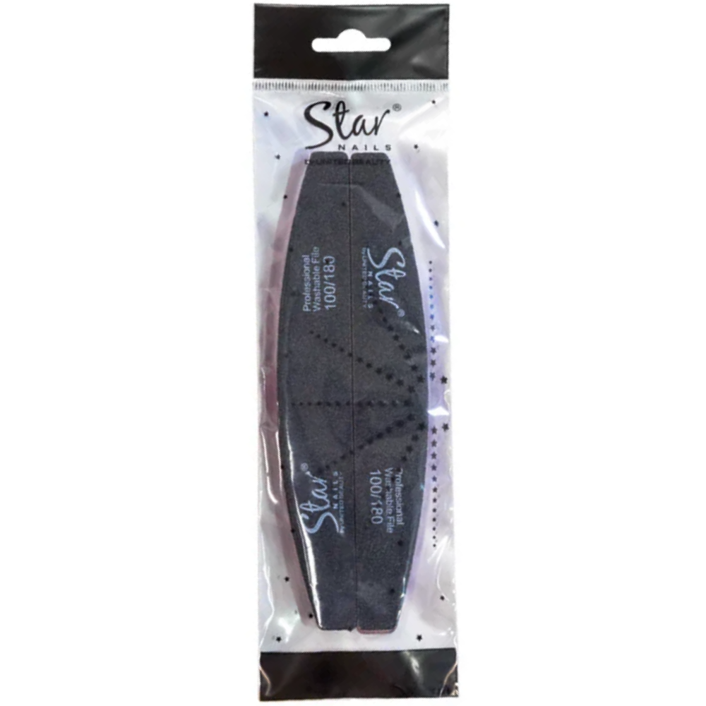 Star Nails Half Moon Foam Nail Files Black 100/180 4 Pack