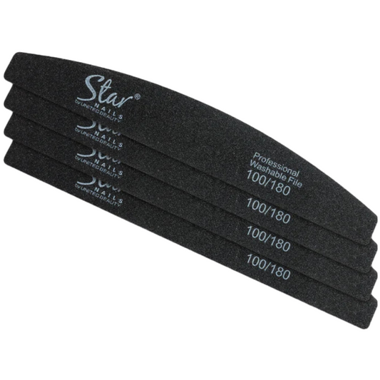 Star Nails Half Moon Foam Nail Files Black 100/180 4 Pack