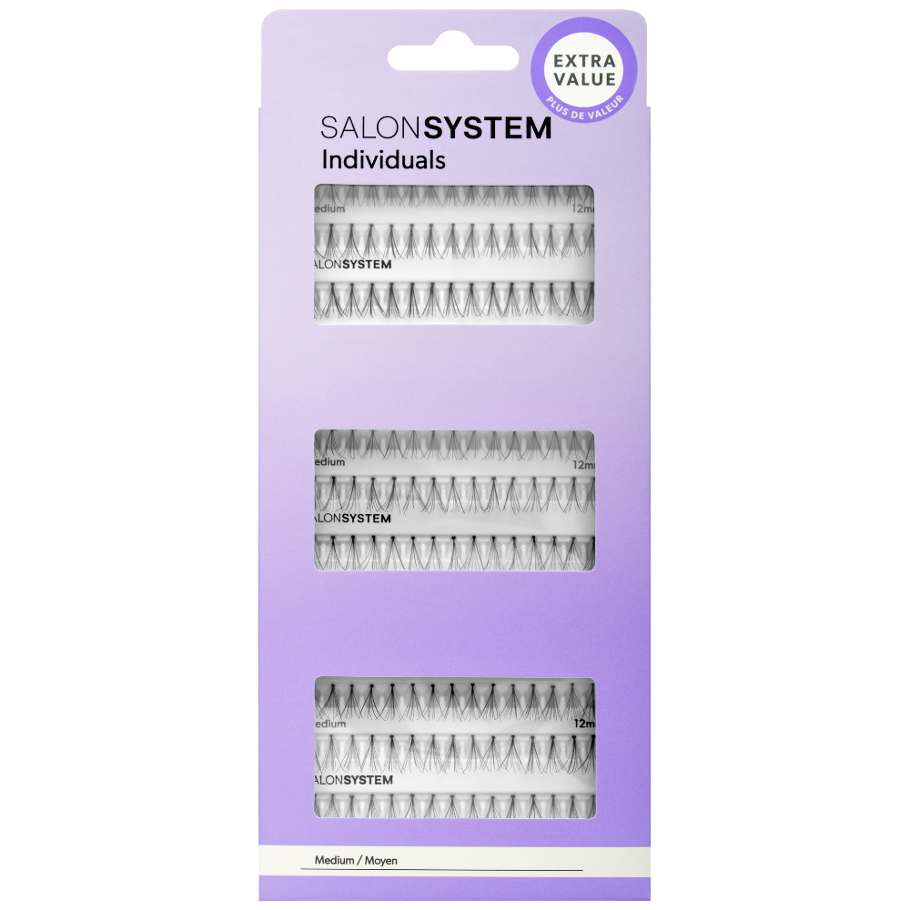Salon System Naturalash Individual Lashes Black Medium 6 Pack